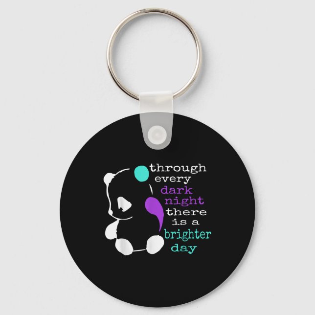 Panda Semicolon Gift Suicide Prevention Awareness  Key Ring (Front)
