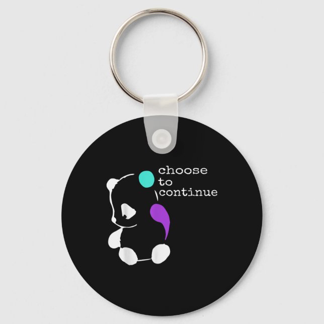 Panda Semicolon Gift Suicide Prevention Awareness  Key Ring (Front)