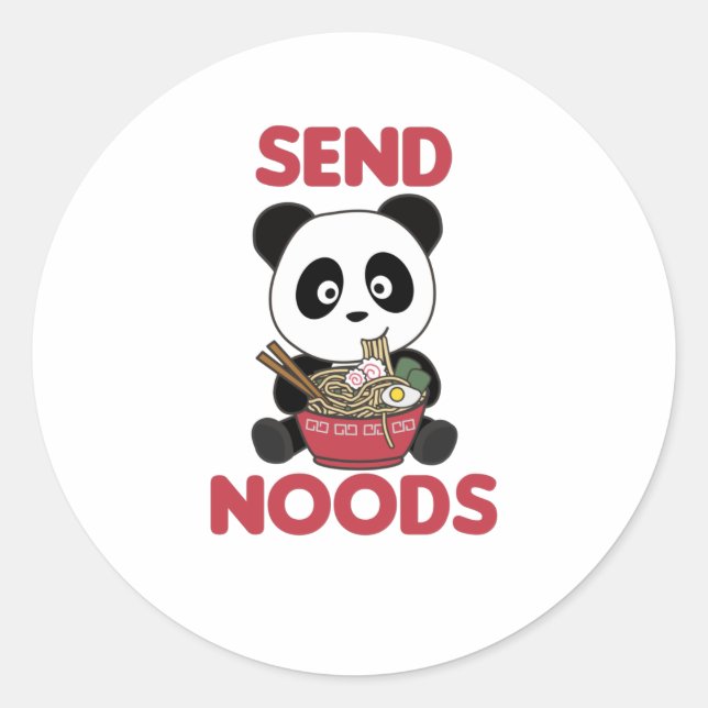 Panda Send Noods Ramen Cute Kawaii Noodles Pandas Classic Round Sticker (Front)