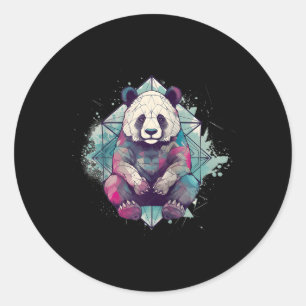 Panda Serenity Spiritual Watercolor Tattoo Basebal Classic Round Sticker