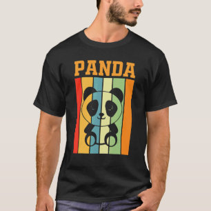 Panda Shadow Silhouette In Retro Colors T-Shirt