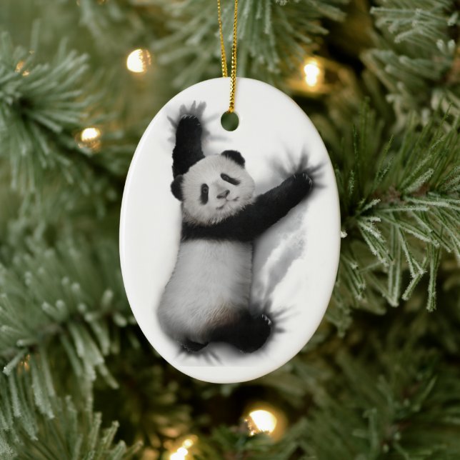 Panda Shirt Humourous Graphic Animal T-Shirt Gifts Ceramic Tree Decoration (Tree)