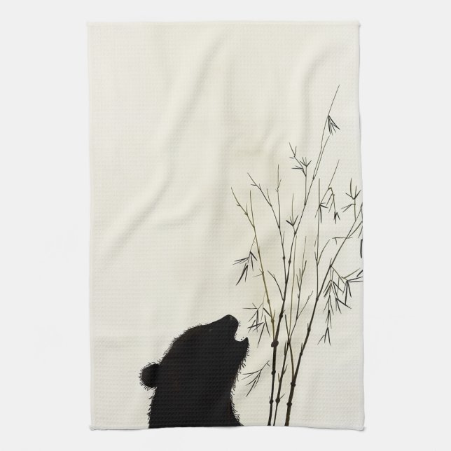 Panda Silhouette Tea Towel (Vertical)