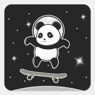 Panda Skate Space Square Sticker
