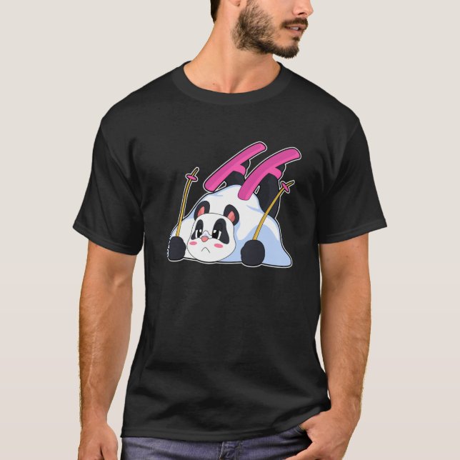 Panda Skier Ski Winter sports T-Shirt (Front)
