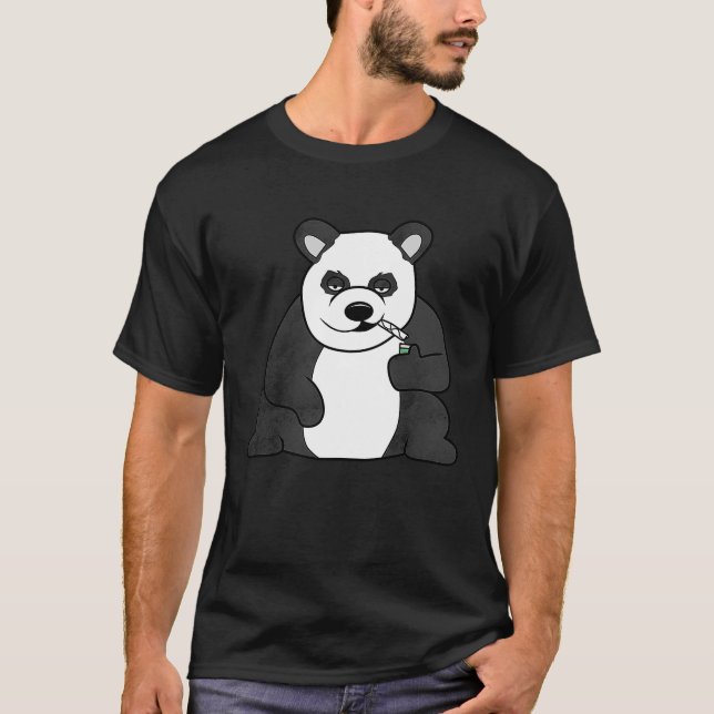 Panda Smoking Joint Getting High T-Shirt (Front)