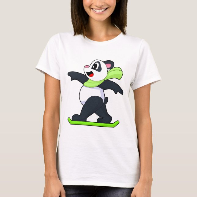 Panda Snowboarder Snowboard Winter sports T-Shirt (Front)