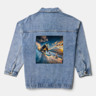 Panda Snowboarding Design by Rich AMeN Gill Denim Jacket