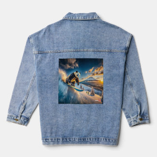 Panda Snowboarding Design by Rich AMeN Gill Denim Jacket