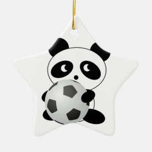 Panda soccer ceramic tree decoration
