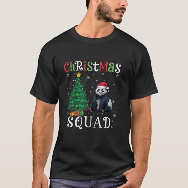 Panda Squad Boys Girls Kids Christmas Tree Lights T-Shirt (Front)
