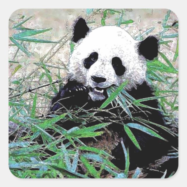 Panda Square Sticker (Front)