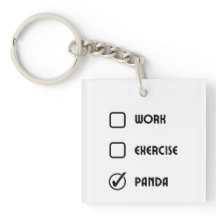 Panda Status Square Keychain
