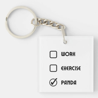 Panda Status Square Keychain