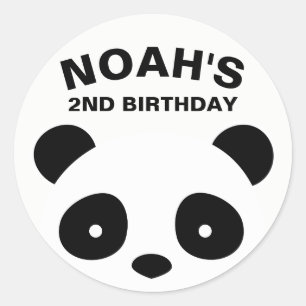 Panda Stickers, Black and White Birthday Classic Round Sticker
