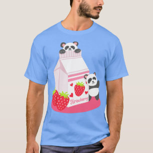 Panda Strawberry Milk Drink Kawaii T-Shirt