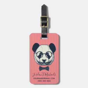 Panda Stripes Add Your Name Luggage Tag