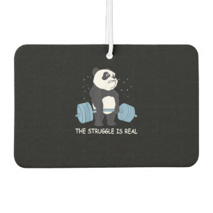Panda Struggle Is Real Bear Deadlift Funny Gym . Car Air Freshener
