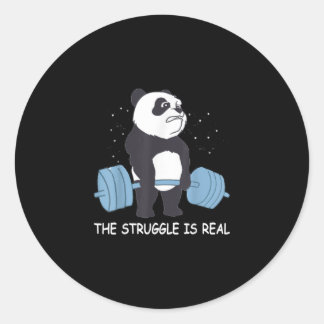 Panda Struggle Is Real Bear Deadlift Funny Gym . Classic Round Sticker