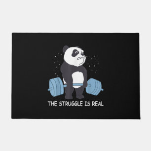 Panda Struggle Is Real Bear Deadlift Funny Gym . Doormat