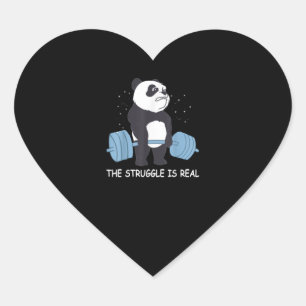 Panda Struggle Is Real Bear Deadlift Funny Gym . Heart Sticker