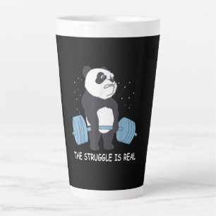 Panda Struggle Is Real Bear Deadlift Funny Gym . Latte Mug