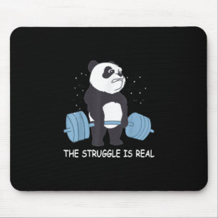 Panda Struggle Is Real Bear Deadlift Funny Gym . Mouse Mat