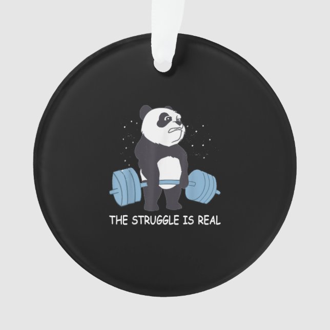 Panda Struggle Is Real Bear Deadlift Funny Gym . Ornament (Front)