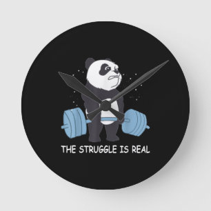 Panda Struggle Is Real Bear Deadlift Funny Gym . Round Clock