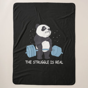 Panda Struggle Is Real Bear Deadlift Funny Gym . Sherpa Blanket