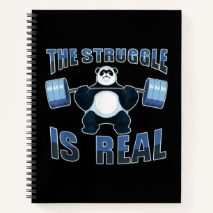 Panda Struggle Is Real Weightlifting Ness Gym Notebook