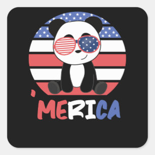 Panda Sunglasses 4th Of July American Pandas Square Sticker