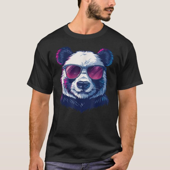 Panda Sunglasses Graphic T-Shirt (Front)