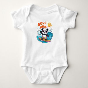 Panda Surf Smile Child Summer Baby Bodysuit