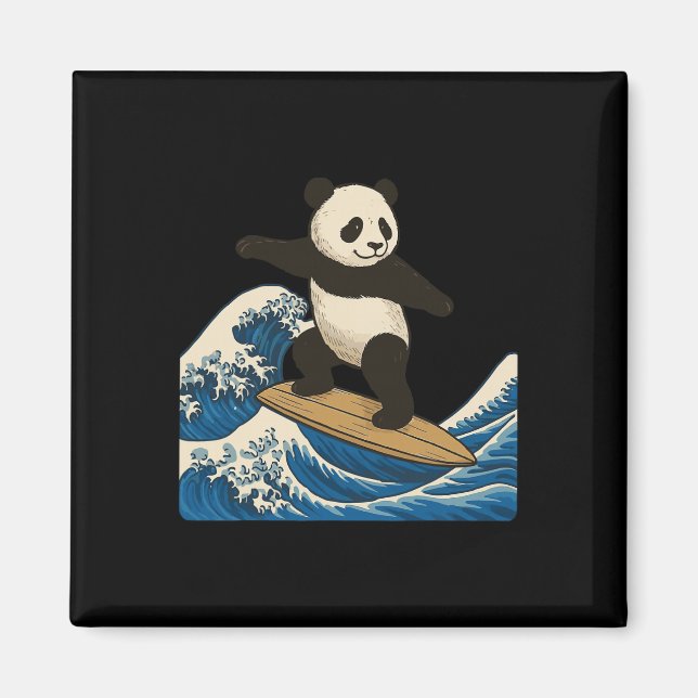 Panda Surfing Japanese _3  Magnet (Front)