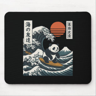 Panda Surfing Japanese Wave Great Wave _2 Mouse Mat