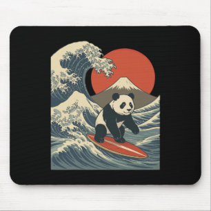 Panda Surfing Japanese Wave Great Wave _4 Mouse Mat