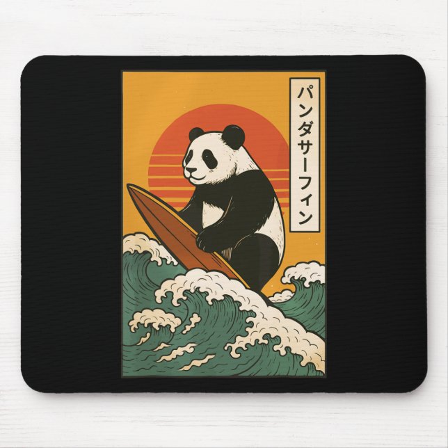 Panda Surfing Japanese Wave Great Wave _7  Mouse Mat (Front)