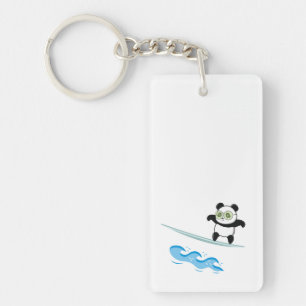 Panda Surfing Key Ring