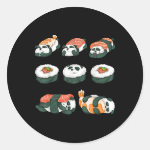 Panda Sushi Hug Animal Maki Food Classic Round Sticker
