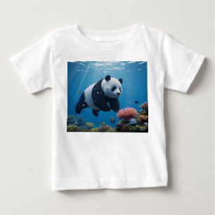 Panda Swimming Through Vibrant Coral Reef Baby T-Shirt