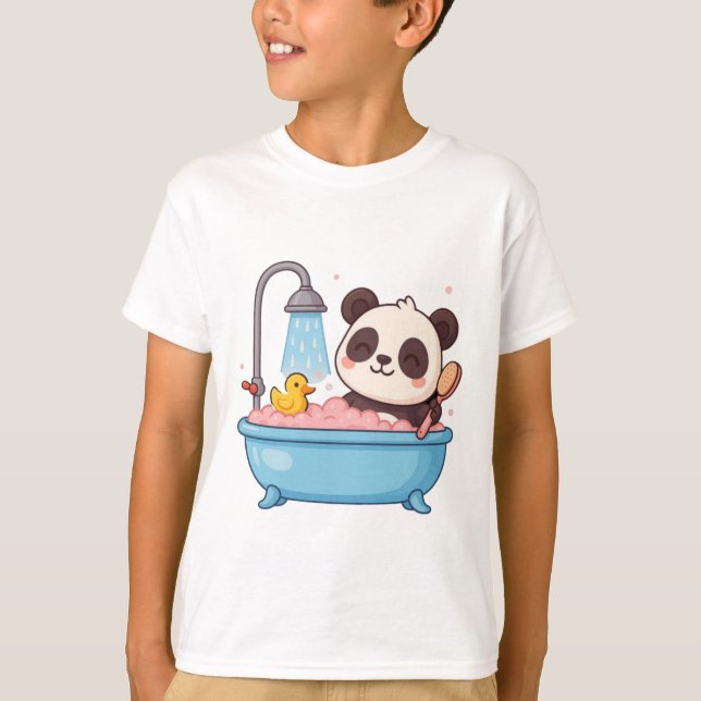 panda take a bath kids T-Shirt (Front)