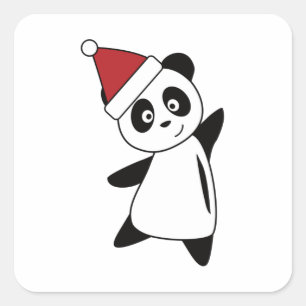 Panda Teddy Bear Christmas Cute Animals For Kids Square Sticker