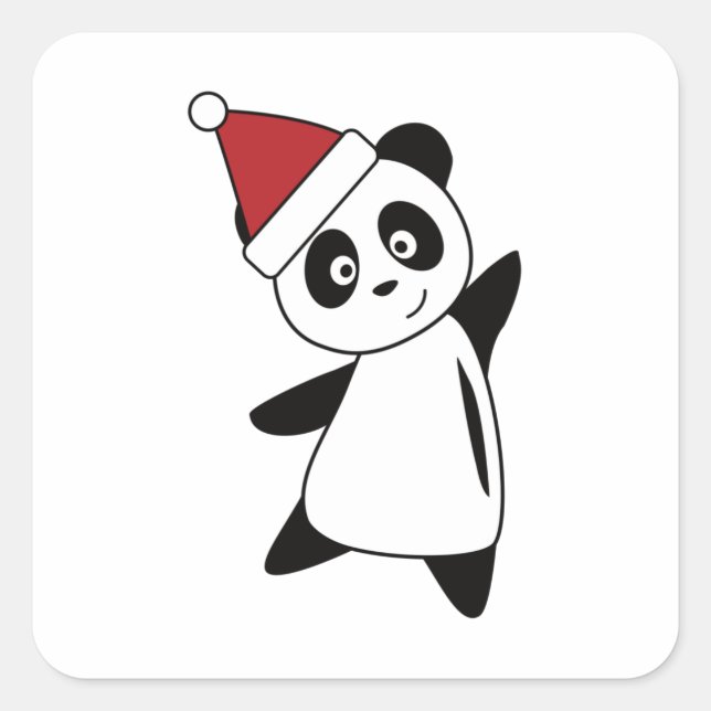 Panda Teddy Bear Christmas Cute Animals For Kids Square Sticker (Front)