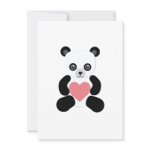 Panda Teddy Bear with Heart Card
