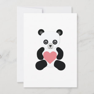 Panda Teddy Bear with Heart Card