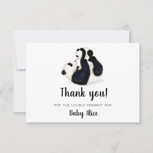 Panda thank you for baby gift card (Front)