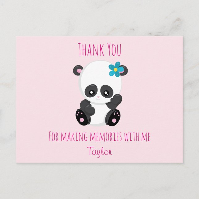 Panda Thank You for making memories Postcard (Front)