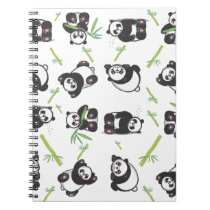 panda tile cute pattern blue notebook