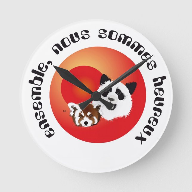Panda Treffen Uhr Round Clock (Front)
